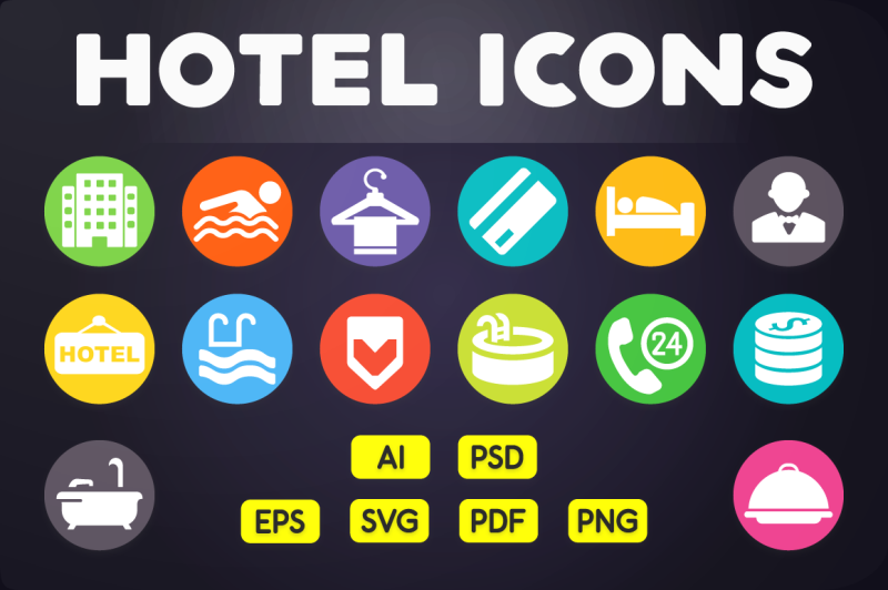 Flat Icon: Hotel Icons By ChamIcon | TheHungryJPEG