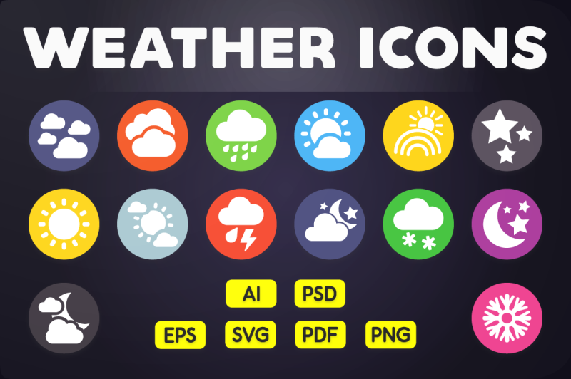 Flat Icon: Weather Icons Vol.1 By ChamIcon | TheHungryJPEG.com