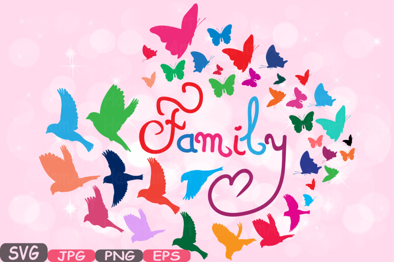 Download Family birds & Butterflies butterfly Silhouette Digital ...