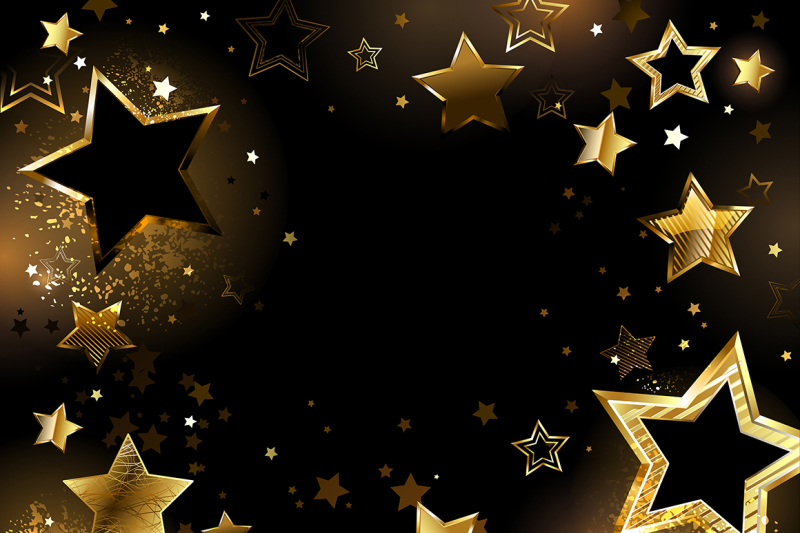 Black Background with Gold Stars By blackmoon9 | TheHungryJPEG