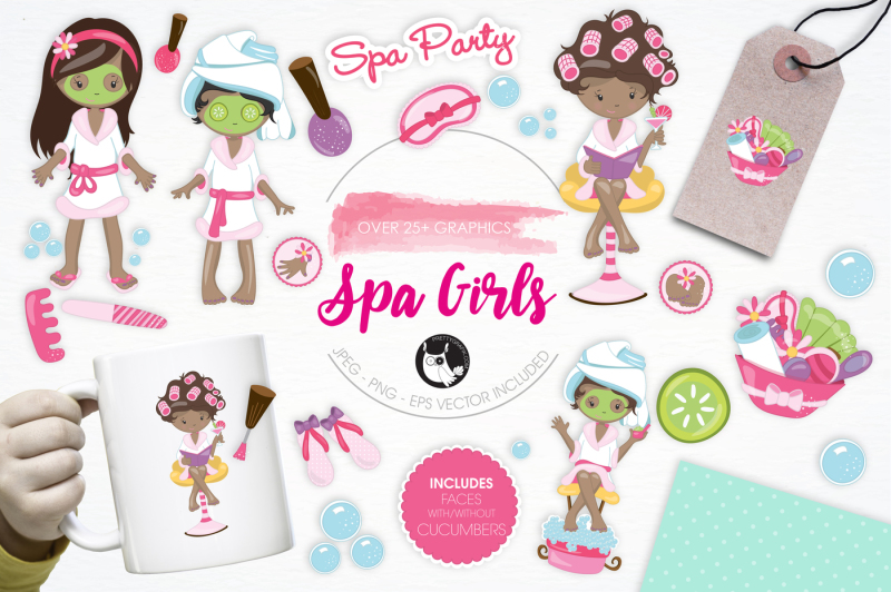 Spa Girls graphics and illustrations By Prettygrafik Design | TheHungryJPEG