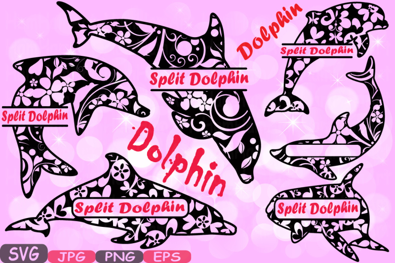 Download Split Dolphin Delphins Mascot Flower Monogram Cutting Files SVG Silhouette school Clipart ...
