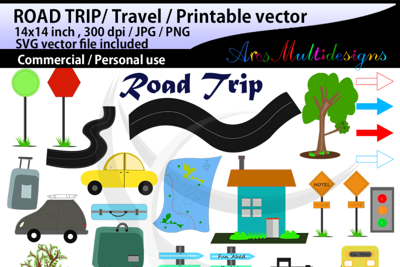 Road Trip Vacation Clipart Vector Svg By Arcsmultidesignsshop Thehungryjpeg Com