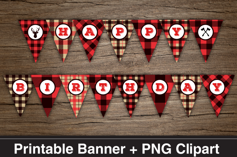 Free Lumberjack Happy Birthday Printable Banner Png Clipart Files Crafter File Download Fonts Svg For Cricut And Silhouette