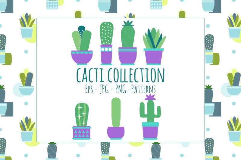 Cacti clipart set + Vector, Scandinavian style By Annakristal ...