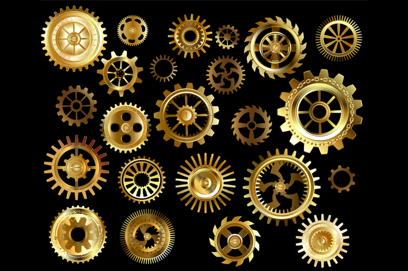 Set of Gears ( Steampunk ) By blackmoon9 | TheHungryJPEG