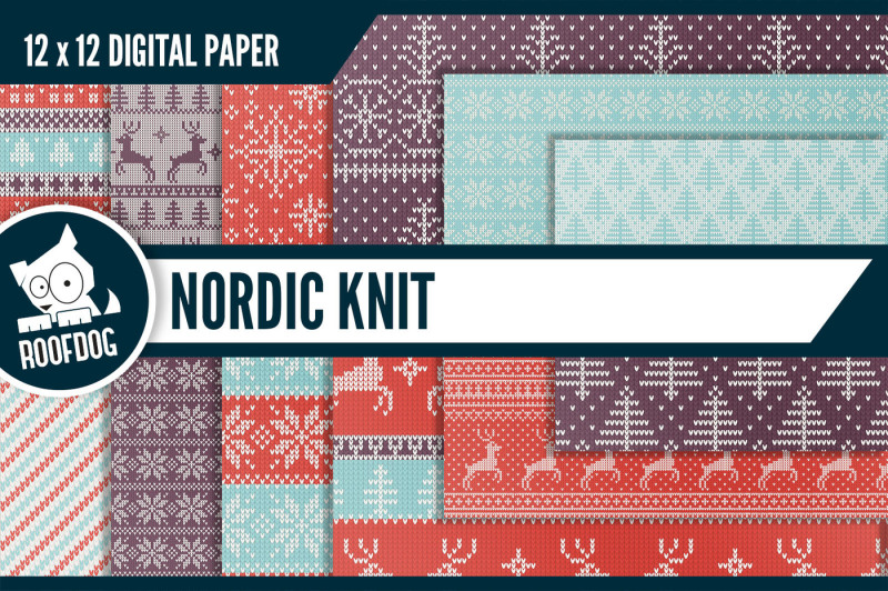 Winter Nordic knit pattern digital paper By Roofdog Designs | TheHungryJPEG