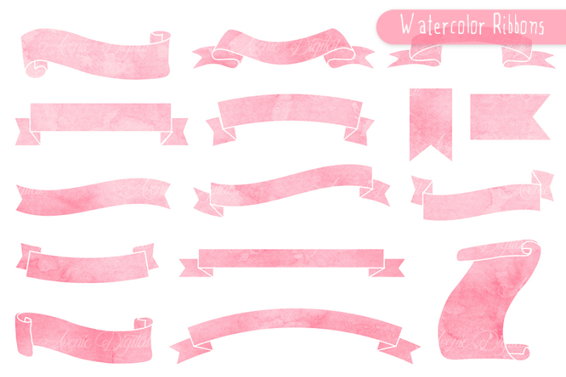 Ribbon Clipart, Banner PNG, Pink Ribbons Clip Art, Digital