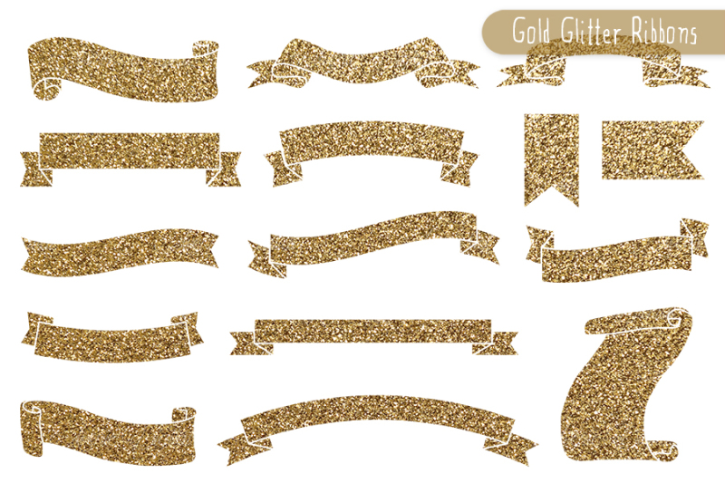 Hurtigt tub hybrid Gold Glitter Ribbon Banner Clipart By AvenieDigital | TheHungryJPEG