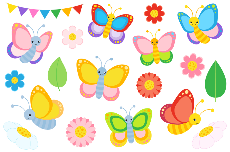 Colourful Butterfly Clipart and Vectors By La Boutique Dei Colori ...