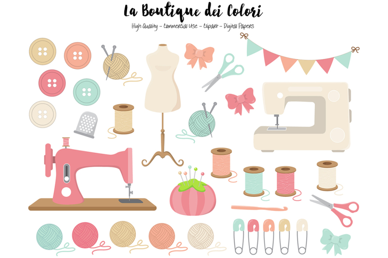 Sewing Clipart By La Boutique Dei Colori | TheHungryJPEG