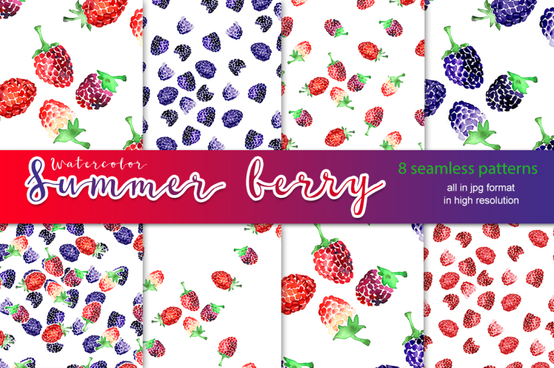 Download Free Watercolor summer berry patterns SVG - Downloads 120 ...