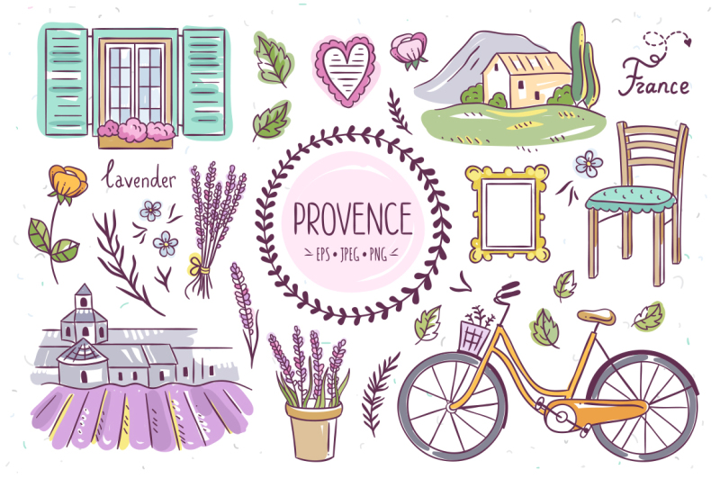 Provence Hand Drawn Illustrations By Redchocolate Illustration TheHungryJPEG