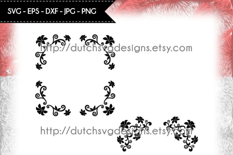 2 Corner Border Cutting Files With Flowers In Jpg Png Svg Eps Dxf Cricut Svg Silhouette Cutting File Flowers Svg Corner Border Svg Diy By Dutch Svg Designs Thehungryjpeg Com