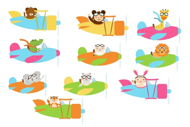 Cute Pilot Animals illustration Vector Pack By Vectorsdepot | TheHungryJPEG