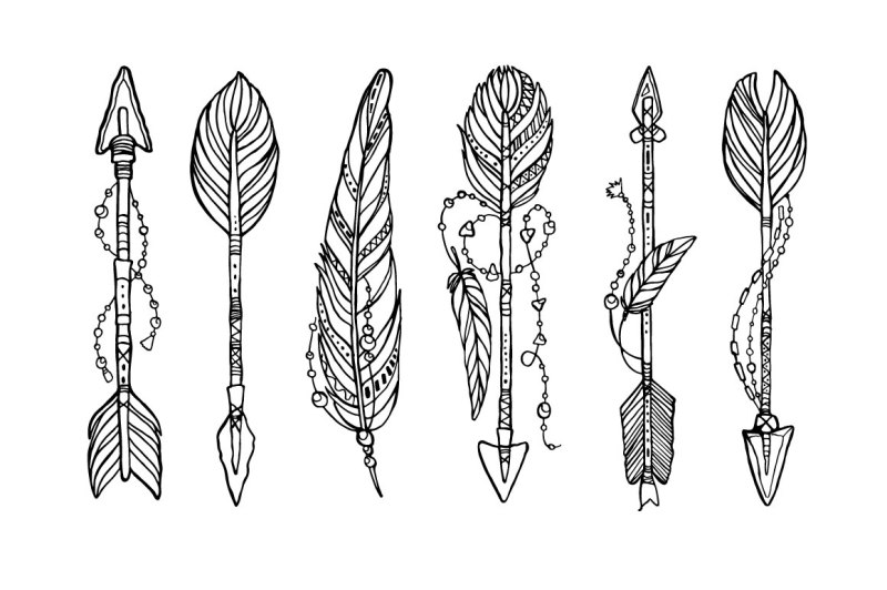 Vector ethnic arrows with feathers By Valentina Gurina Art | TheHungryJPEG