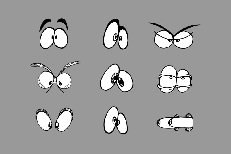 Vector cartoon eyes By Valentina Gurina Art | TheHungryJPEG