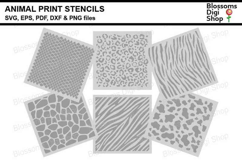 Animal Print Stencils SVG, EPS, PDF, DXF & PNG files By Blossoms Digi ...
