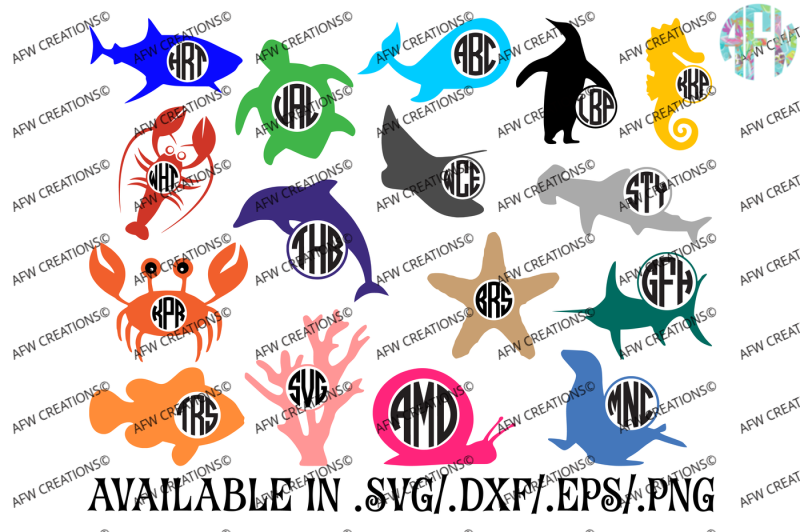 Download Free Monogram Ocean Animals Svg Dxf Eps Cut Files Crafter File Free Svg Cut Files The Best Designs