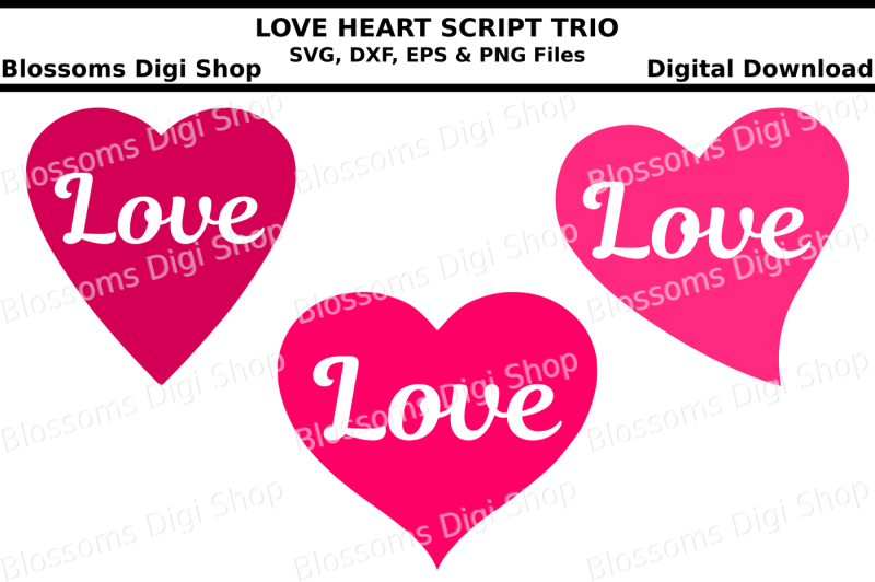 Free Love Heart Script Trio Svg Dxf Eps And Png Files Vector Svg Badge Svg Icon Free