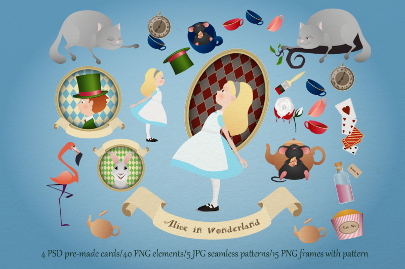 Alice in Wonderland collection By NatalyDesign | TheHungryJPEG