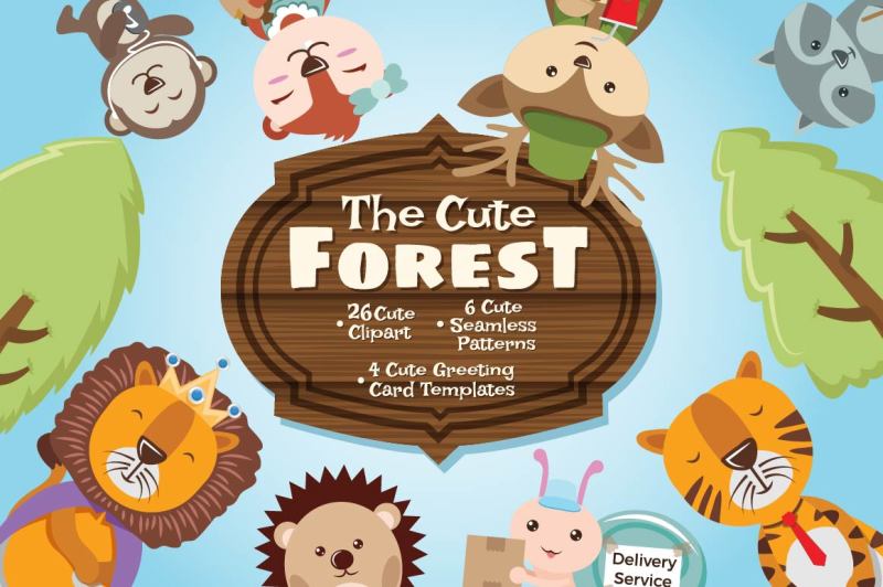 Cute Forest By Shark&Croc co. | TheHungryJPEG