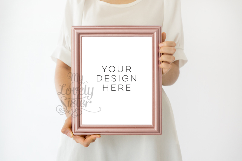 Rose Gold Frame Mock Up Gold Rose Mock Up Frame 8x10 Rustic Pink Gold Frame Rose Gold Mock Up Frame Wall Art Display Template Styled By My Lovely Stock Thehungryjpeg Com