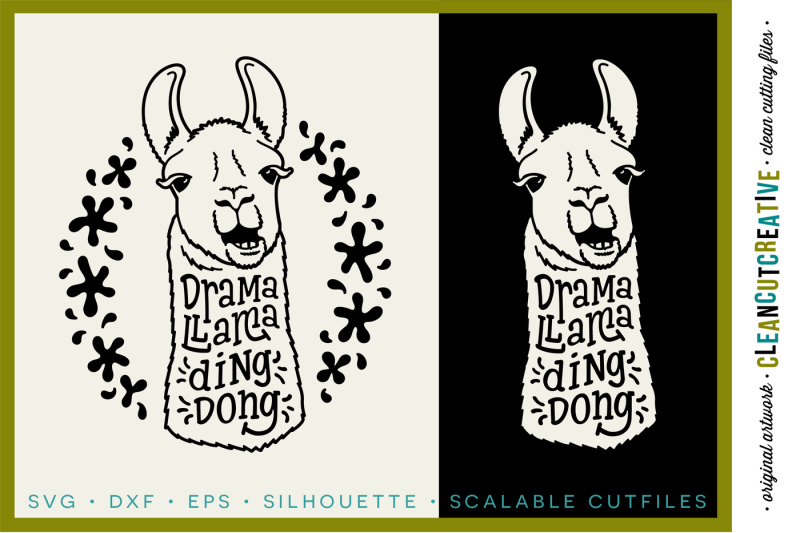 Download Free Free Drama Llama Ding Dong Svg Dxf Eps Png Cricut Silhouette Clean Cutting Files Crafter File PSD Mockup Template