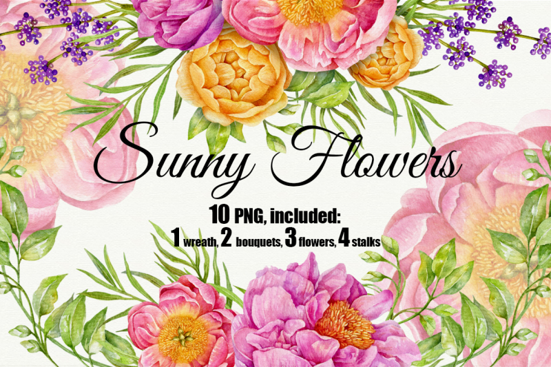 Sunny flowers By Maryna Horbachova | TheHungryJPEG