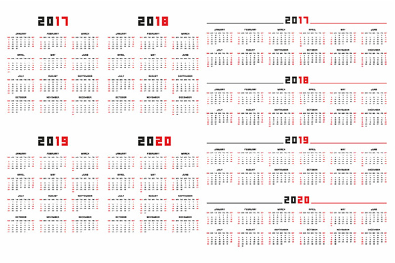 Calendar for 2017, 2018, 2019, 2020 By Volyk | TheHungryJPEG