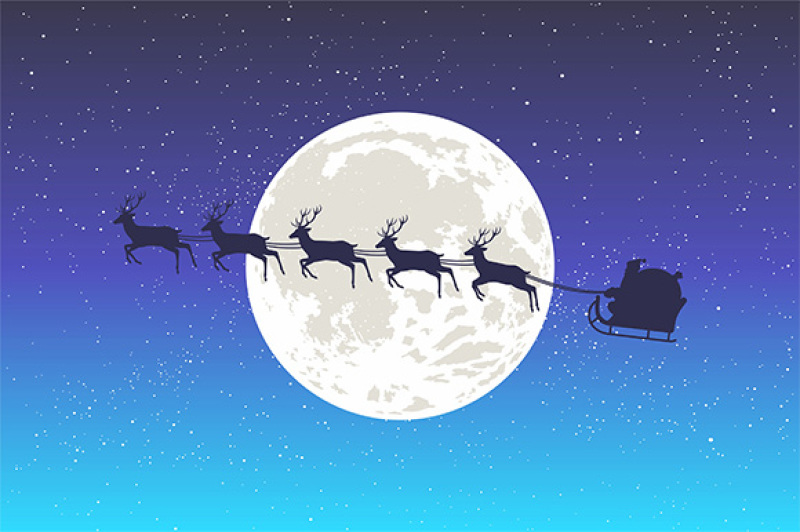 Santa And The Moon By Volyk | TheHungryJPEG