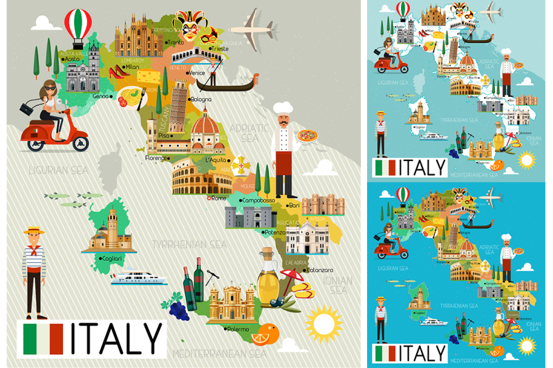 Italy Travel Set By Moloko88 | TheHungryJPEG