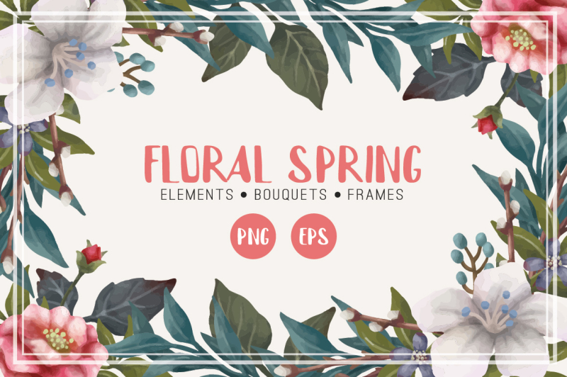 Floral Spring By Shark&Croc co. | TheHungryJPEG.com