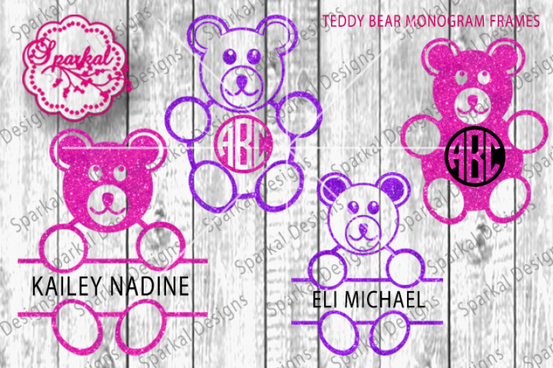 Download Teddy Bear Monogram Frames Svg Dxf Cut Files By Sparkal Designs Thehungryjpeg Com