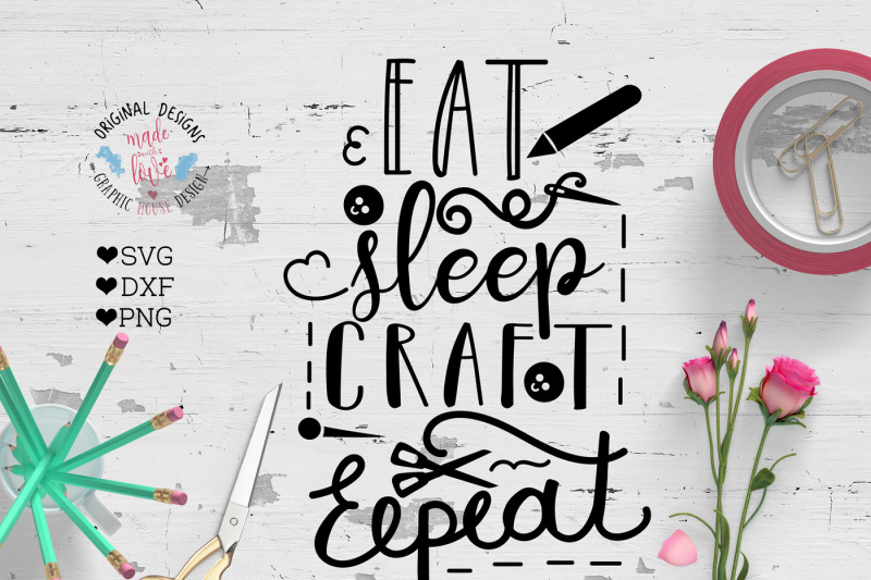 Download Free Eat Sleep Craft Repeat Crafter File PSD Mockup Templates