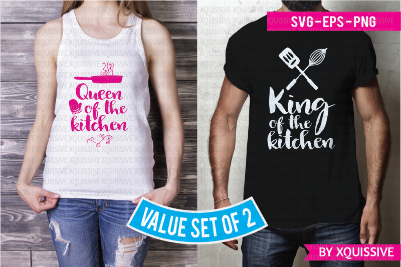 Download Free King Of The Kitchen Queen Of The Kitchen Bundle Crafter File Best Quality Download Svg File And T Shirt Free Download