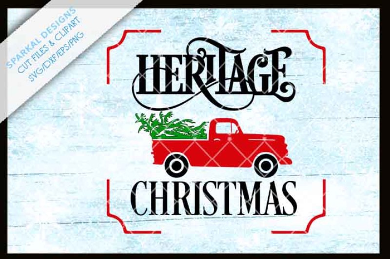 Country Heritage Christmas With Red Truck And Tree Cutting File By Sparkal Designs Thehungryjpeg Com