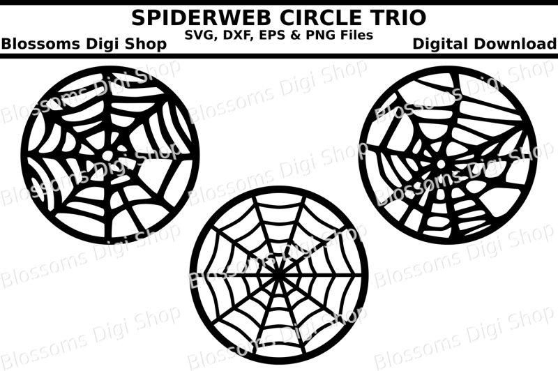 Spiderweb circle trio, SVG, DXF, EPS and PNG files By Blossoms Digi ...