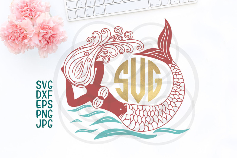 Mermaid Cricut File Hand Drawn Mermaid Ocean Svg Swimming Mermaid Design Free Svg Cut Files