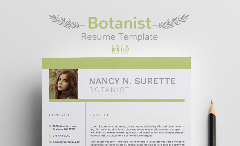 Botanist Resume Template By Tsomid Thehungryjpeg