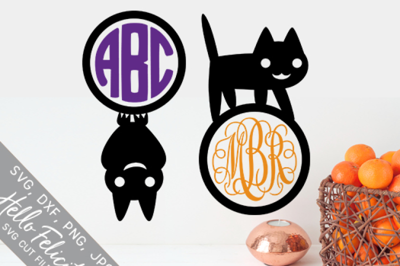 Download Bat Cat Halloween Monogram Svg Cutting Files By Hello Felicity Thehungryjpeg Com