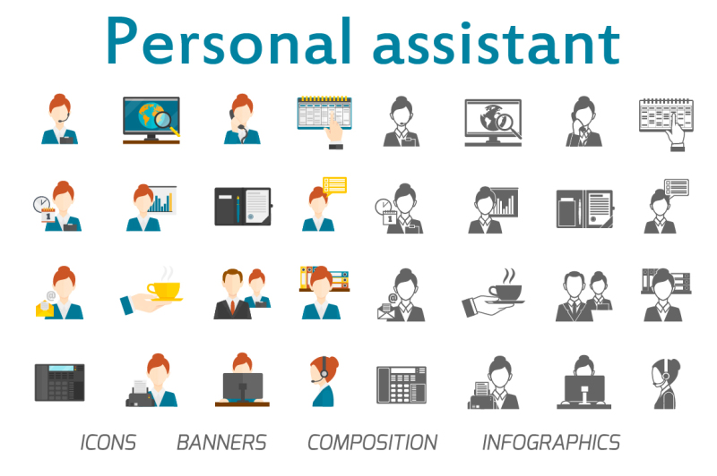 Best Qualities In A Personal Assistant Personal assistant set By Macrovector | TheHungryJPEG