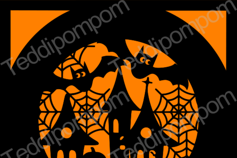 Halloween Haunted House Bats Svg By Sandie Carson Teddipompom Thehungryjpeg Com