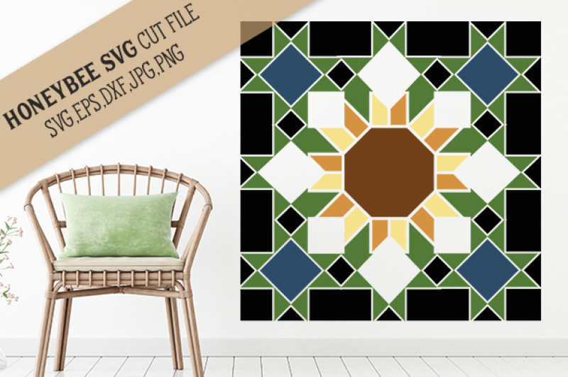 Sunflower Barn Quilt cut file and Printable By Honeybee SVG