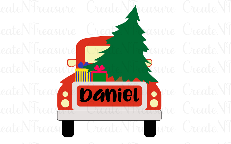 Christmas Truck Christmas Tree Monogram Cutting File For Silhouette And Cricut Svg Dxf Png By Createntreasure Thehungryjpeg Com