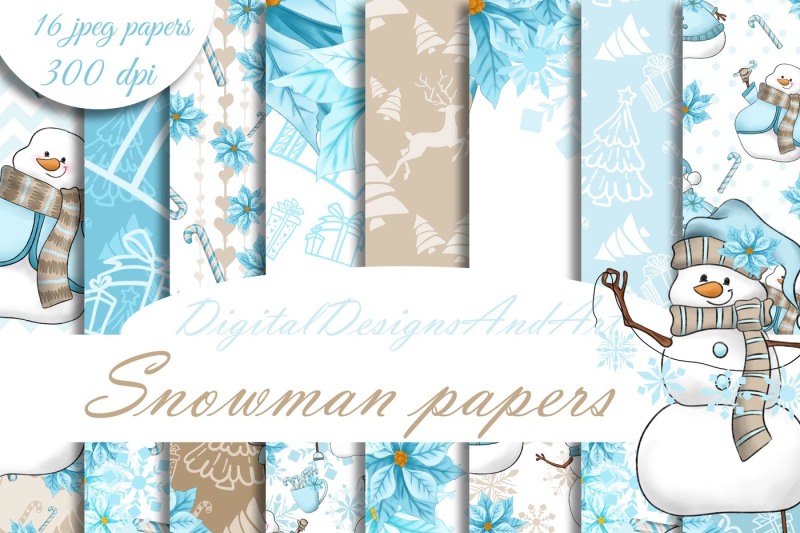 Snowman digital paper By DigitalDesignsAndArt | TheHungryJPEG