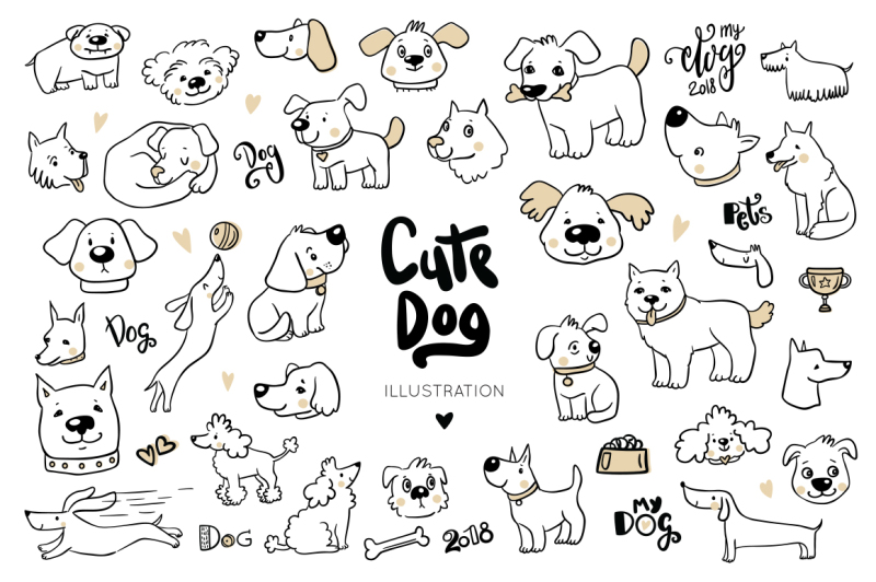 Cute dogs collection By Magic & Dreams | TheHungryJPEG