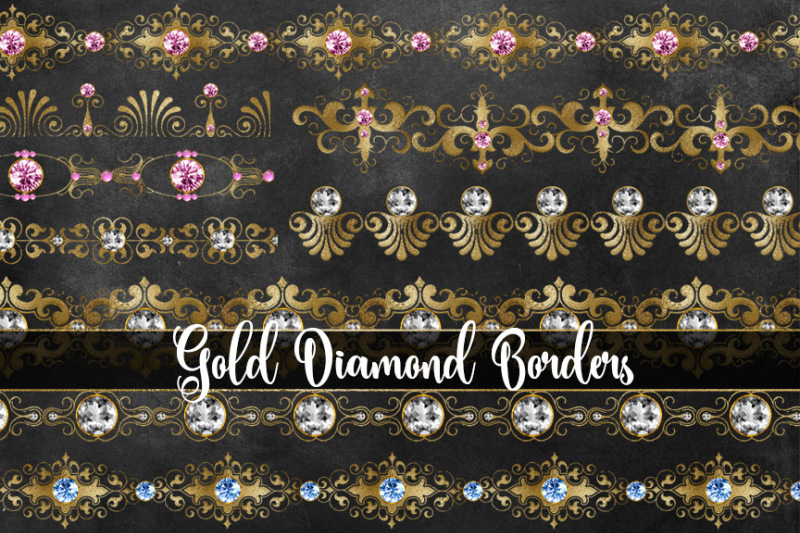 Gold Diamond Borders Clipart By Digital Curio Thehungryjpeg Com