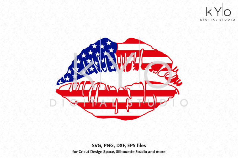 Download American Flag Girl Lips SVG DXF PNG By kYo Digital Studio ...