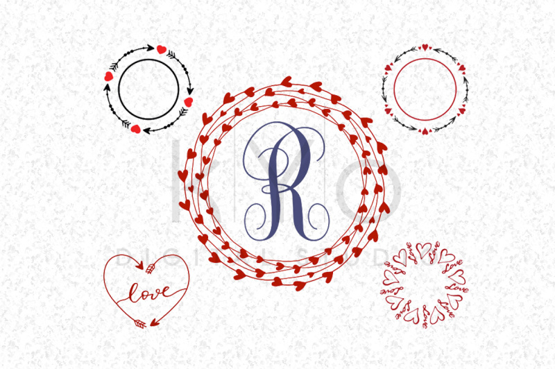 Download Valentines Day Heart Wreath SVG DXF PNG EPS By kYo Digital ...